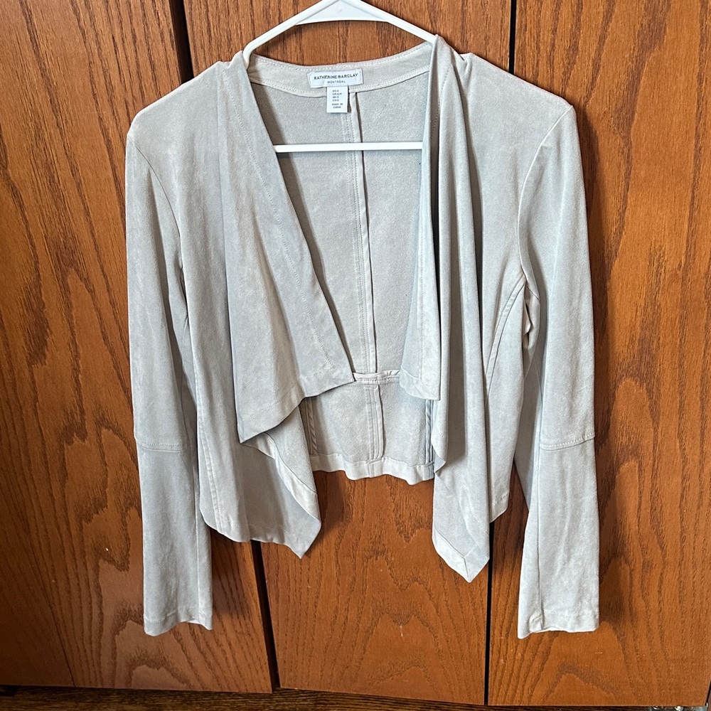 Grey suede jacket - cropped - size S